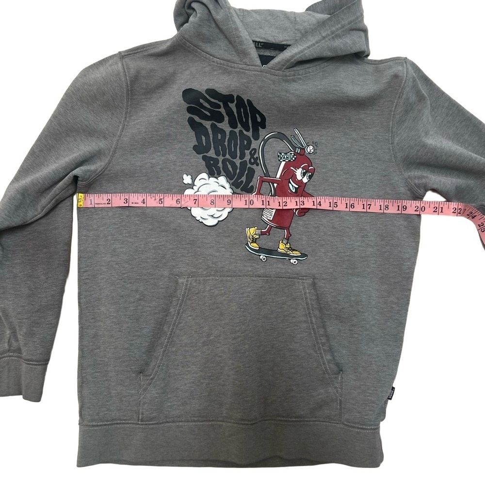 VANS Hooded Sweatshirt Size L Grey Pullover Hooded Streetwear Skater - Picture 7 of 8